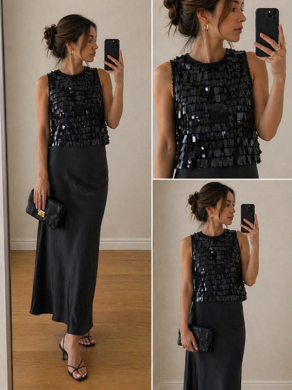 J. Crew Black Sequined Fringe Tank